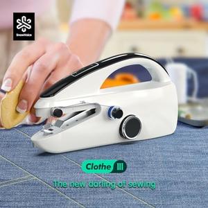 SnowVoice Handheld Sewing Machine,Two dear,Mini sewing machine,Easy to Use and Fast Stitch Suitable for Clothes,Fabrics, DIY Home Travel Electric Handheld Sewing Machine for Beginners(Milk White)