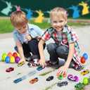 12Pack Prefilled Easter Eggs with Toys Inside, Easter Egg with Die-cast Racing Cars for Kids Basket Stuffers, Hunting Games, Party Favor, Prizes Reward