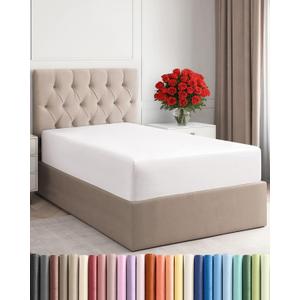 Twin Fitted Bed Sheet - Bottom Single Fitted Sheet Only - Ultra-Soft Hotel Luxury Bedding w/ 8-16 Inch Deep Pockets - Breathable & Wrinkle Free - Easy-Care, Fade and Shrink Resistant - Antique White