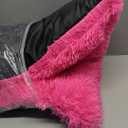 Liveinu Long Plush Calming Pet Bed Cuddler Pet Bed for Dogs and Cats Fluffy Faux Fur Dog Bed with Anti Slip Bottom Machine Washable Pet Sleep Bed Crate Mat Hot Pink M (25"x19"x4")