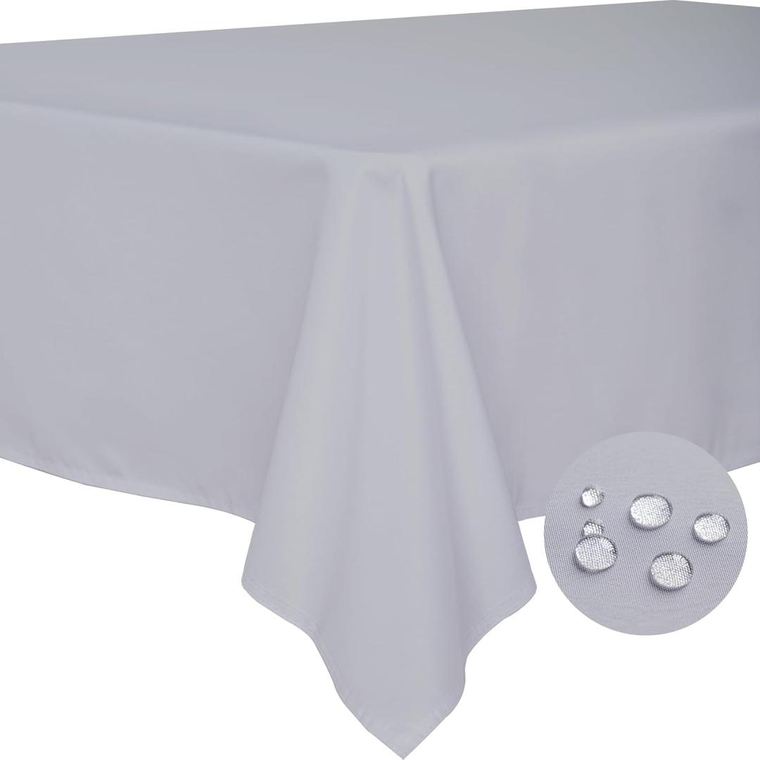 BYDOLL Table Cloth Sliver Gray 70x108 Inch Tablecloth for 8 Foot Rectangle Tables Outdoor Washable Wrinkle Free and Spillproof Polyester Tablecloth for Festival Camping Picnic Party Cover