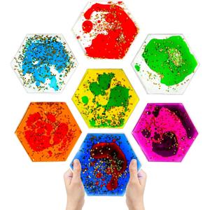 Jumble Comb Hexagon Liquid Motion Sensory Fidget Toys for Kids & Toddlers  Autism Sensory, ADHD Fidgeting, Stress, Focus & Visual Stimulation  Colorful Squishy Toys for Ages 3-8, Classroom & Travel