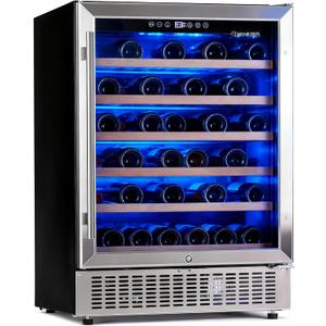 magictec Fridge Under Counter 24 inch,46 Bottles,cooler refrigerators Free Standing, Built-In Fridge with Lock,Stainless Steel Handle,For Home Office Bar