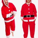 Funziez! Slim Christmas Adult Onesie - Fun Holiday Costume - Santa Clause and Reindeer One Piece for Adults, Women and Men