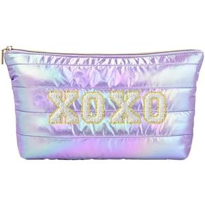 Hiroyuki Iridescent Quilted Makeup Bag (XOXO, purple), 2 Pack