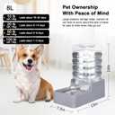 Sfozstra Automatic Dog Water Dispenser: 8L Large Gravity Light Gray Waterer with Stainless Steel Bowl - 100% BPA-Free - Suitable for Pet Owners Garden/Apartment