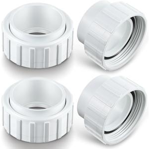 Dreyoo 4 Pcs Salt Cell 2" Union Replacement Kit Compatible with Hayward Salt Chlorine Generators, GLX-Cell-Union, Hayward T-3 T-15 Cleaner Coupler for Pool Part Spa Pump Union Assembly