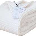 100% Turkish Cotton Waffle Throw Blanket King Size White - Premium Quality, Light and Airy Waffle Weave All-Season Quilt - Lux Decorative Bedspread (White, King Size 95" x 110" Inch)
