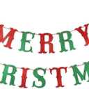 Merry Christmas Party Banner Christmas Banner Green Red X-mas Traditional Old Fashioned Holiday for Indoor Home Birthday Party Supplies Decorations
