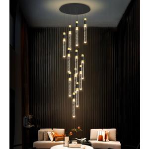 118inch 12-Lights Modern Chandeliers for Living Room LED Dimmbale Light Fixture Entryway High Ceiling Light Pendants Lighting for Dining Room Hallway Staircase with Remote Dimming Chandelier