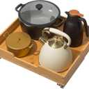 HOLDN STORAGE Bamboo Wooden Pull out Cabinet Organizer 20" W x 21" D - Requires At Least a 21.25" W x 21" D. Cabinet Opening. Bamboo Tray and Heavy gauge metal rails.