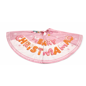 Capoda Pink Christmas Tree Skirt Gingerbread Man Candy Christmas Tree Skirt 48 Inch Xmas Tree Mat Gingerbread Christmas Tree Skirts Mat for Holiday Christmas Party Decorations Indoor Outdoor