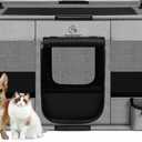 Dog Playpen,Fabric Fence, Portable Soft Cat Kennel Crate,Breathable Exercise Puppy Pen,PVC Pipe Frame,Indoor Outdoor Cage for Medium Animals Under 50 Ibs with Carrying Case(Grey L)
