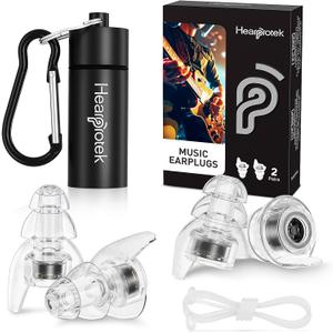 Hearprotek Concert Ear Plugs, 2Pairs Reusable high Fidelity Musician Ear Plugs for Concerts Loud Music-Noise Reduction Ear Protection earplugs for Rave,Festival,Music,Tinnitus Relief (Black)