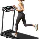 Portable Treadmill with Handle, 3.0HP Walking Pad Treadmill, Electric Compact Treadmills, Treadmills for Home Small Space with 12 Preset Programs, Walking Pad with Handle,300 LBS Capacity(Black)