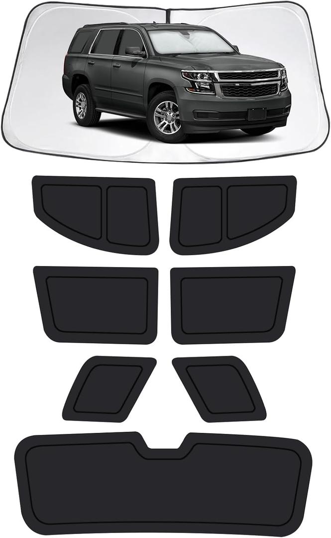 Car Window Shades for Chevrolet Tahoe 2015-2020, Full Car Window Covers for Privacy, Sunshades for Tahoe Front Rear Windshield Side Windows to Block UV and Protect Privacy(8pcs)