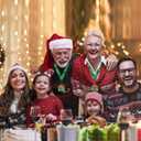 10 x Abaokai 3 Pieces Christmas Ugly Sweater Medal Christmas Style Neck Ribbon, Award Contest Medals Christmas Tree Ornament for Ugly Sweater Contest Party, Best Ugly Christmas Sweater Trophy Award