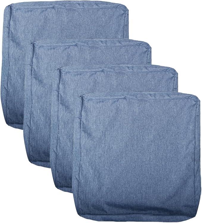 Patio Seat Cushion Covers,Washable Slip Covers Replacement,Waterproof Outdoor Furniture Chair Cushion Pillow Seat Cover for Couch,Garden,Sofa,Denim Blue,24"×24"×4"(4 Covers Only)