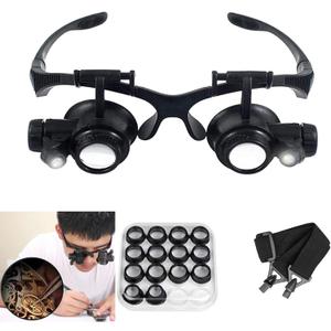 Magnifying Glasses with LED Light, LXIANGN Jeweler Loupe Watch Repair Magnifier with 8 Interchangeable Lens-2.5X 4X 6X 8X 10x 15x 20x 25x for Close Work,Not for Reading