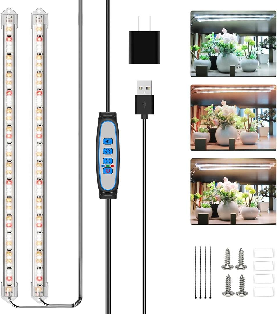 Grow Lights for Indoor Plants, 16" Full Spectrum Plant Grow Light Strips with Upgrade Timer 6/12/16 Hrs, 5 Dimmable Levels, 120 LEDs Sunlight Growing Lamp for Indoor Greenhouse, Seedlings