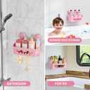 LEVERLOC Shower Caddy Suction Cup, Shower Organizer Removable Bathroom Shelf, Storage Suction Powerful Max Hold 22lbs Bathroom Caddy Waterproof Holder, Blue