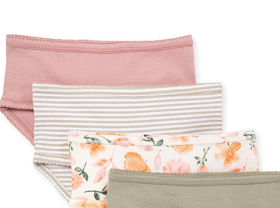 Burt's Bees Baby Toddler Girls' Underwear, Organic Cotton Panties, Tag-Free Comfort Briefs, Pack of 4 8 Y