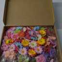 210 Pcs Mini Silk Flower Heads Small Fake Rose Daisy Faux Flowers Bulk for Crafts Artificial 3D Loose Fabric Flowers Heads Sunflower Bulk for Wedding Hair Cap Dresses Decorations (Bright Colors Mixed)