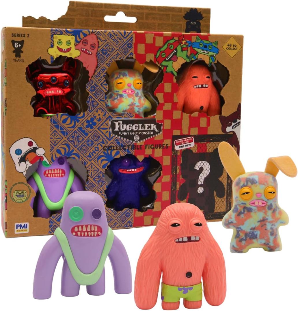 Fuggler Series 2 Collectible 6-Pack Window Box Creepy Funny Plush Figures Including Rare Hidden Surprise Character Paramount Crossovers (Assortment A-G) (Assortment A)