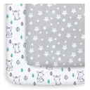 Pack and Play Sheets, 2 Pack Mini Crib Sheets, Stretchy Playard Fitted Sheet, Compatible with Graco Pack n Play, Soft and Breathable Material, Stars & Bunny