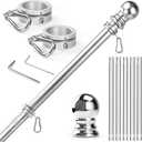 Anovo Flag Pole for Outside House - Stainless Steel 6 FT Flag Poles Kit with1 Inch Metal 360 Rotating Rustproof Flag Pole Rings for Outside House Porch 3x5 Flag Without Holder (6 FT-Sliver)