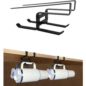 No Drill Under Cabinet Tumbler Rack, Hanging Organizer for Stanley 30/40 oz Water Bottles with Handle (2 Pack) (Black)