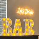 BAR Marquee Light Up Letters - LED Letter Number Light Sign Decoration for Birthday Home Table Decor White