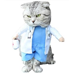 Mikayoo Pet Dog Cat Halloween Costume Doctor Nurse Costume Dog Jeans Clothes Cat Funny Apperal Outfit Uniform(Doctor, M)