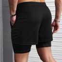 Floerns Men's 2 in 1 Running Shorts Cross Print Athletic Gym Workout Shorts with Compression Liner (Black, XL)