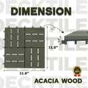 Acacia Wood Decking Tiles 9PCS - Easy Snap Interlocking Deck Tiles for Patio Poolside Balcony Decor - All Weather Waterproof Flooring for Indoor & Outdoor (Round Joints) (9 Pcs - 8.7 Square Ft, Muted Green-12 Slats)