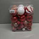 Christmas Ball Ornaments Set Assorted Shatterproof Ornaments 63 PCS Shaped Styles Xmas Tree Holiday Decorative,Red