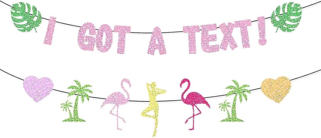 I Got a Text Banner - Love Villa Island Themed Party Decorations, Glitter Banner, Island Party Supplies for Bachelorette Decorations