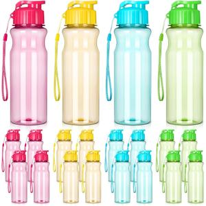 Tioncy 20 Pieces Plastic Water Bottles for Adults Bulk 17 oz Sport Drink Bottles with Handle Strap Lightweight Leakproof Drink Flip Top cups for Party Outdoor 
