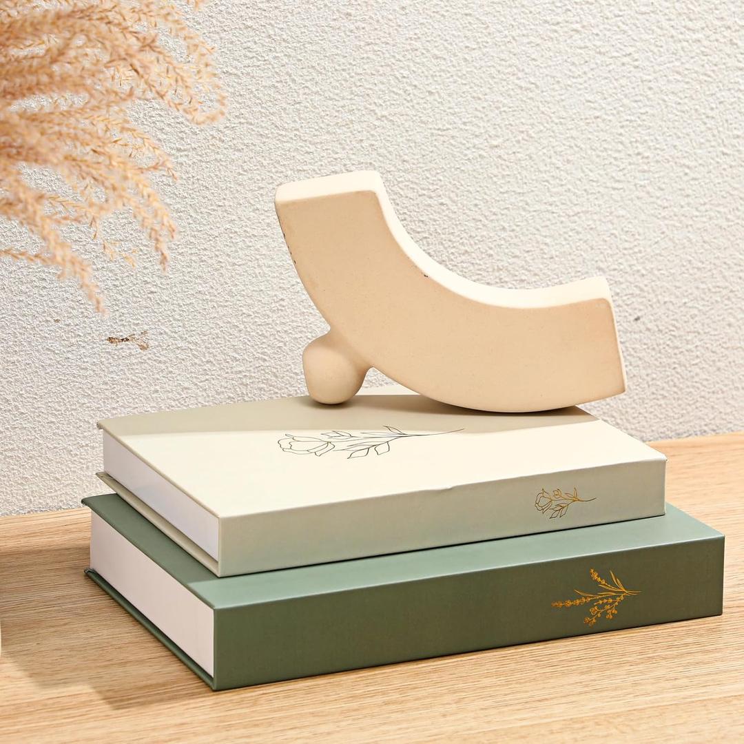 2 x Cinnvoice Set of 2 Aesthetic Decorative Books Boxes, Faux Books Stacked for Decoration for Coffee Tables Modern Home Bookshelves Decor, Fake Fashion Photo Storage Boxes(Sage Green Beige)