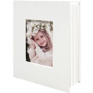 Photo Album 4x6 100 Pockets, Linen Cover Top Loader Vertical, Slip-in Picture White Pockets Albums for Wedding, Family, Anniversary, Baby, Vacation