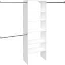 ClosetMaid SuiteSymphony Wood Closet Organizer Starter Kit with Tower and 3 Hang Rods, Shelves, Adjustable, Fits Spaces 5  10 ft. Wide, Pure White