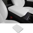 Upgrade Center Console Cover for 2025 2026 Tesla Model Y Juniper & 2024 2025 2026 Model 3 Highland Non-Slip TPU Armrest Cover Arm Rest Protector Accessories (White)