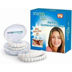 Snap-On Veneers - Professional DIY Smile Correction Kit for Men & Women - Comfortable, Natural White Top & Bottom Set - Perfect for Hiding Gaps, Stains & Missing Teeth - Easy Home Fit
