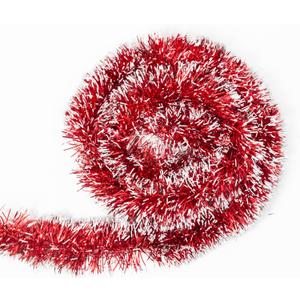 33ft Red Frost Tip Metallic Tinsel Garland Christmas Garland Metallic Twist Garland for Christmas Tree Decorations, Xmas Holiday Hanging Garland for Indoor Outdoor and Festivities Party Supplies Decor