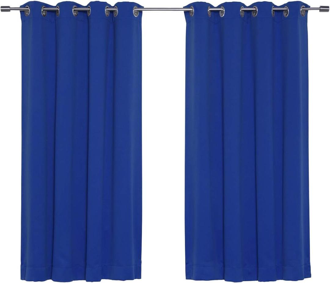 Best Home Fashion Thermal Insulated Blackout Curtains - Stainless Steel Nickel Grommet Top - Royal Blue - 52"W x 63"L - (Set of 2 Panels)