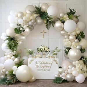 White Balloon Arch Kit Double Stuffed Ivory Beige Balloon Garland Blush Cream White Pearl Balloons for Baptism Baby Shower Birthday Bridal Shower Wedding Bachelorette Anniversary Party Decor