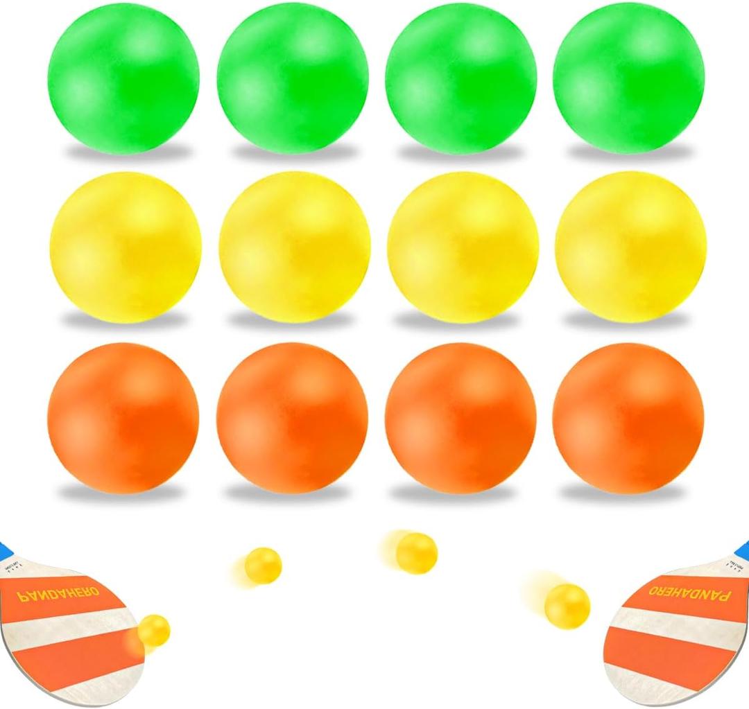 Pandahero Beach Paddle Ball Replacement Set - 12 Colorful High Visibility Waterproof Balls, Suitable for Smash Ball, Pro Kadima, and All Kinds of Outdoor Beach Paddle Games