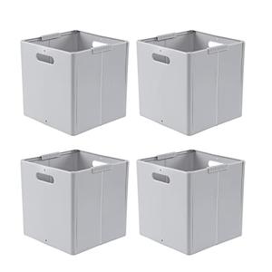 Minekkyes Plastic Collapsible Cube Storage Bins, Foldable Closet Organizers for Shelves, 4-Pack