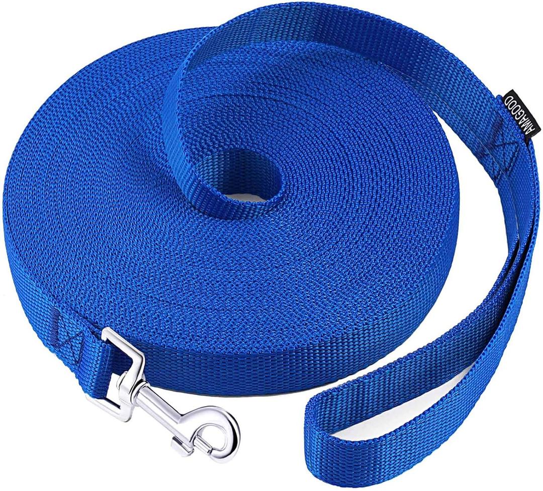 AmaGood Dog/Puppy Obedience Recall Training Agility Lead-15 ft 20 ft 30 ft 50 ft Long Leash-for Dog Training,Tie Out,Play,Safety,Camping (20 feet, Blue)