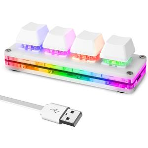Ecarke Mini 4-Key OSU Keypad Hotswap One Handed Keypad Mechanical Gaming Keyboard,Can Self Programming Macro,with 1.5m USB-C Data Cable (Upgrade Cherry Shaft & RGB LED)